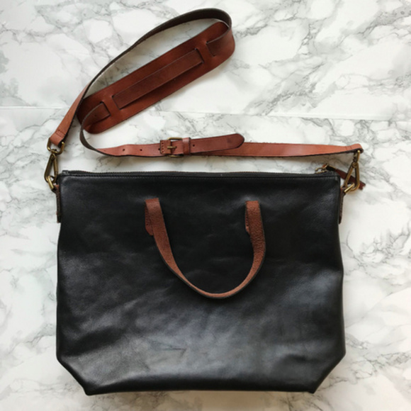 Madewell Handbags - Madewell Transport Zip Top Tote Straps Satchel